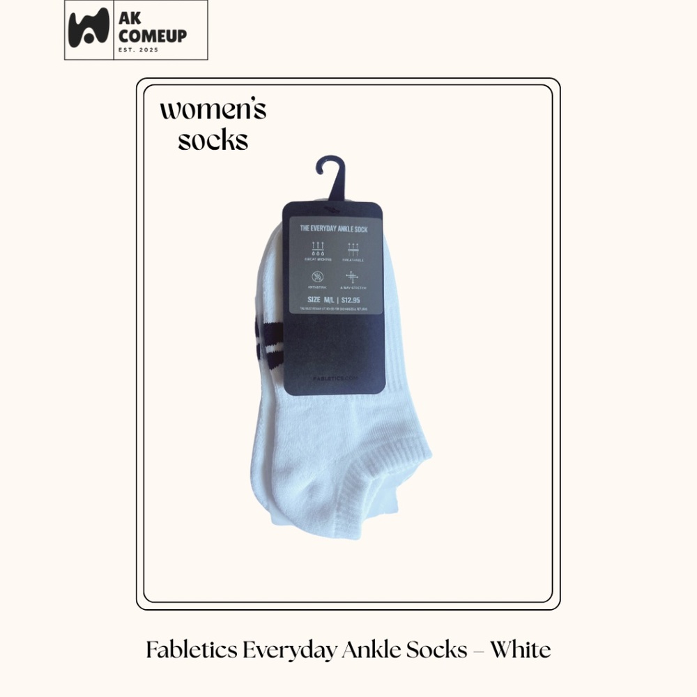 Fabletics Everyday Ankle Socks – White | Size M/L